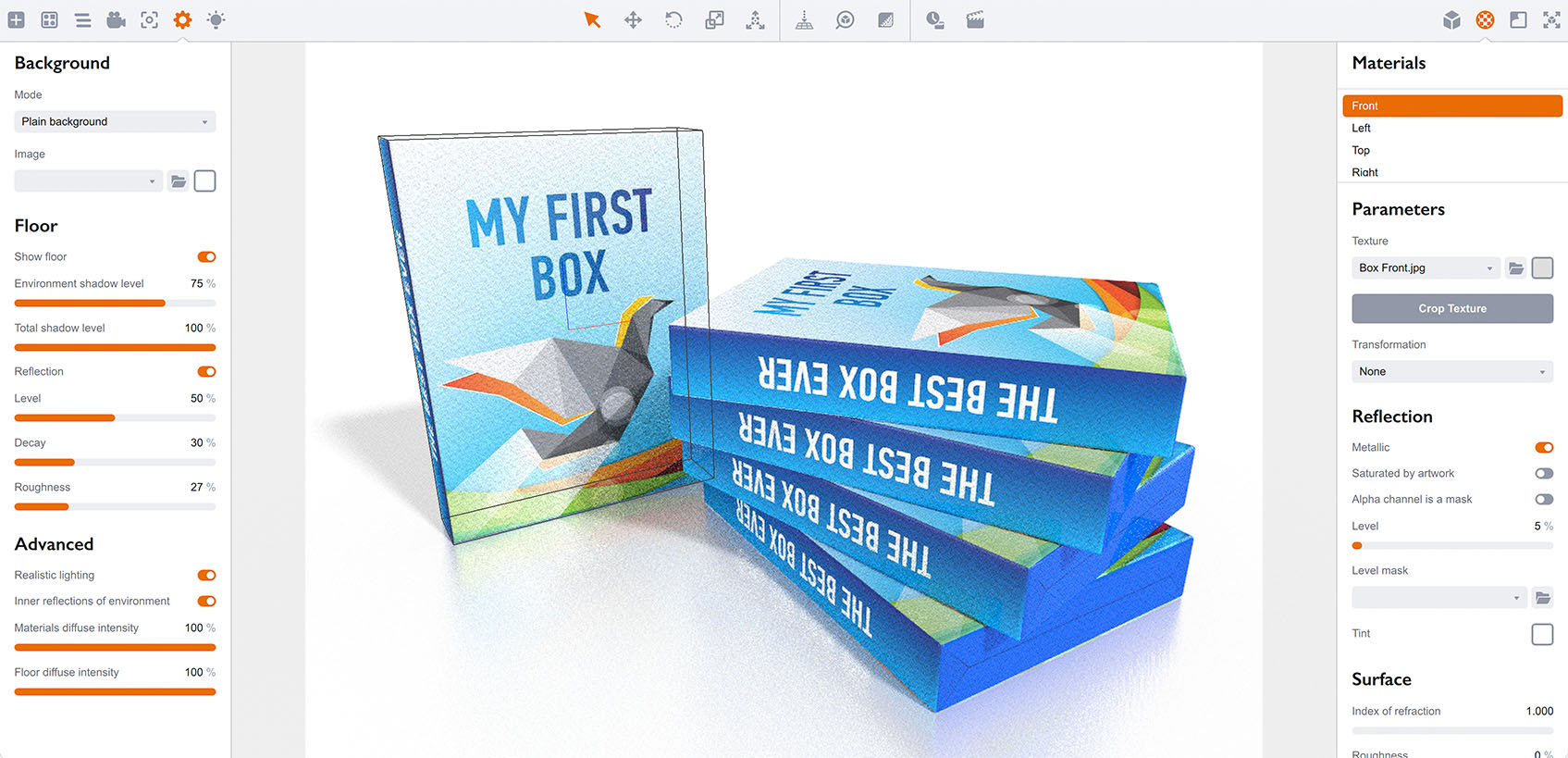 Трехмерные коробки, созданные в программе Boxshot