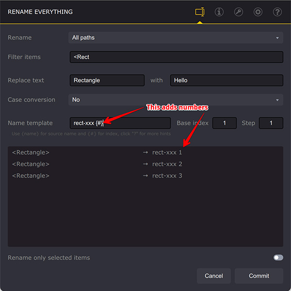 Automatic numbering of elements in Ai Toolbox