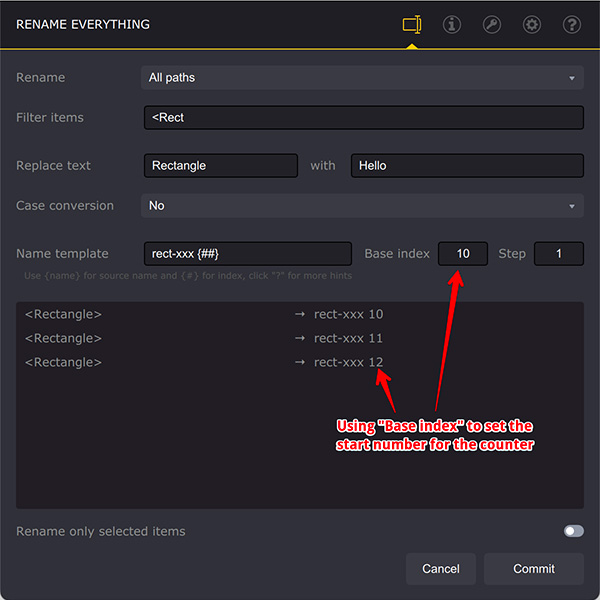 Numbering elements in Illustrator starting from a given number