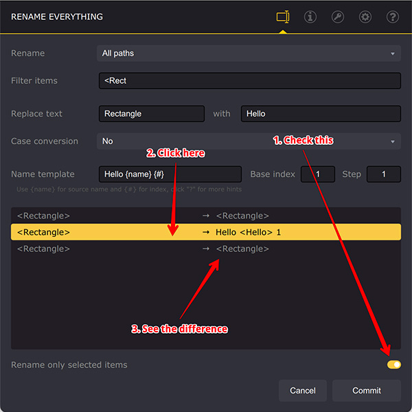 Renaming just one item in Ai Toolbox
