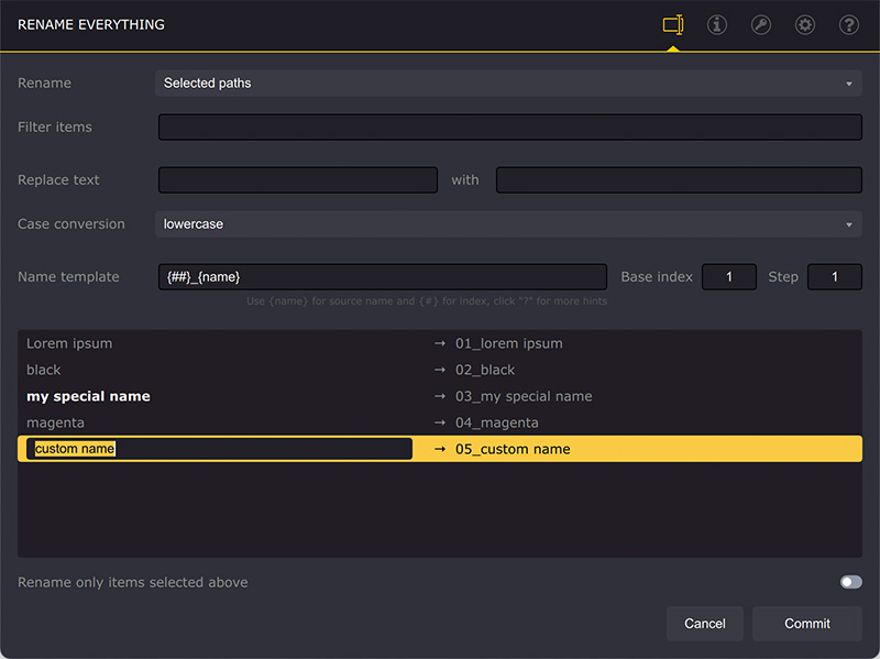 Manual rename mode in Ai Toolbox