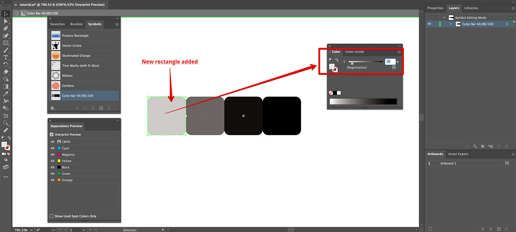 Customizing color bar symbol