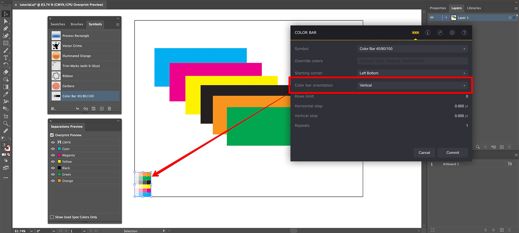Changing color bar direction to vertical with unexpected results