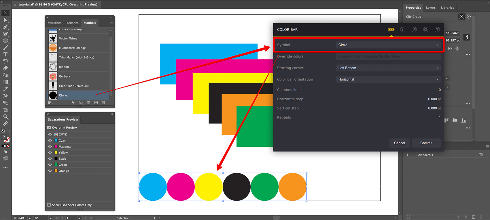 Using the new symbol in color bar