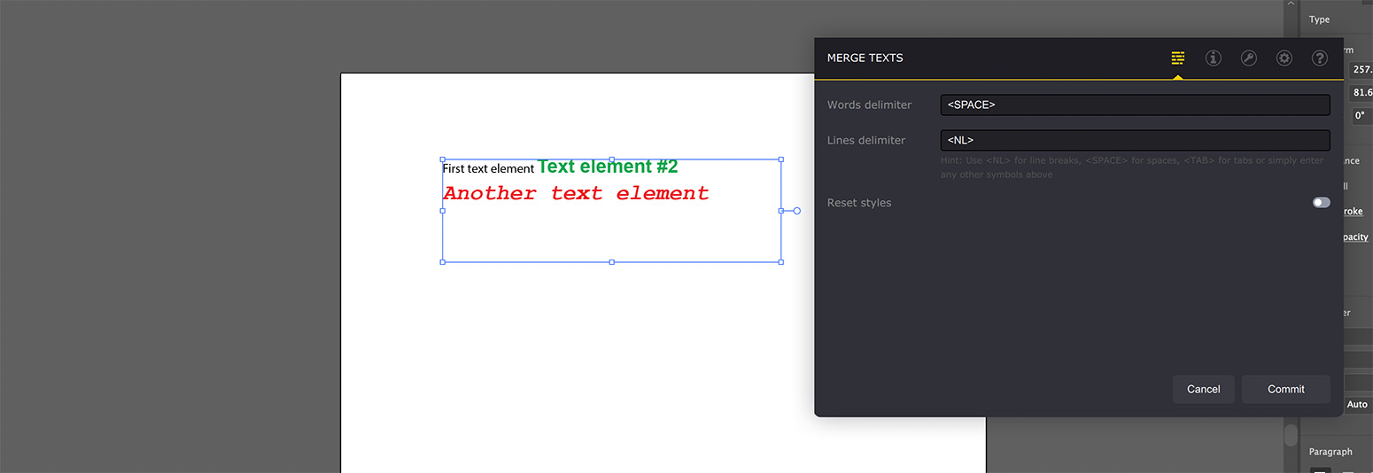 Merging text lines in Illustrator using Ai Toolbox