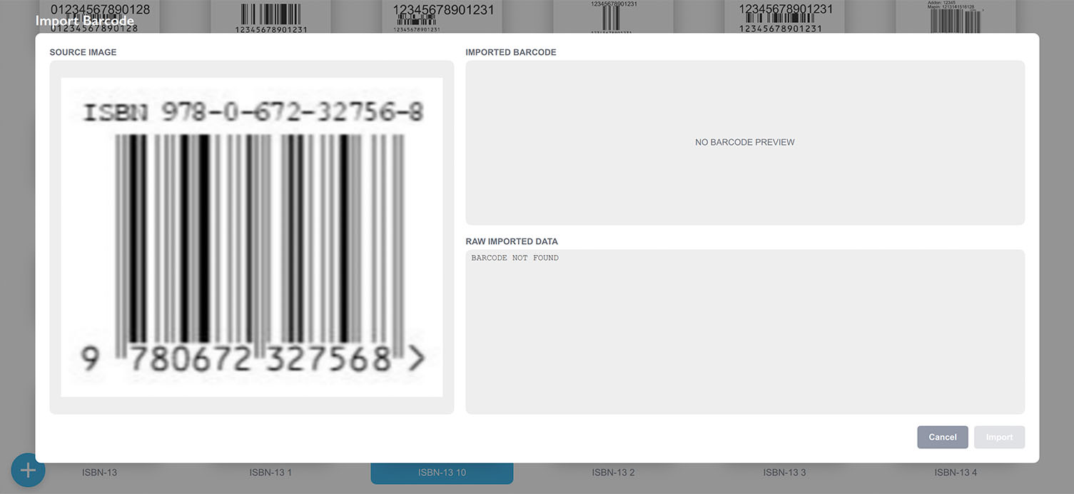 Barcode importing error