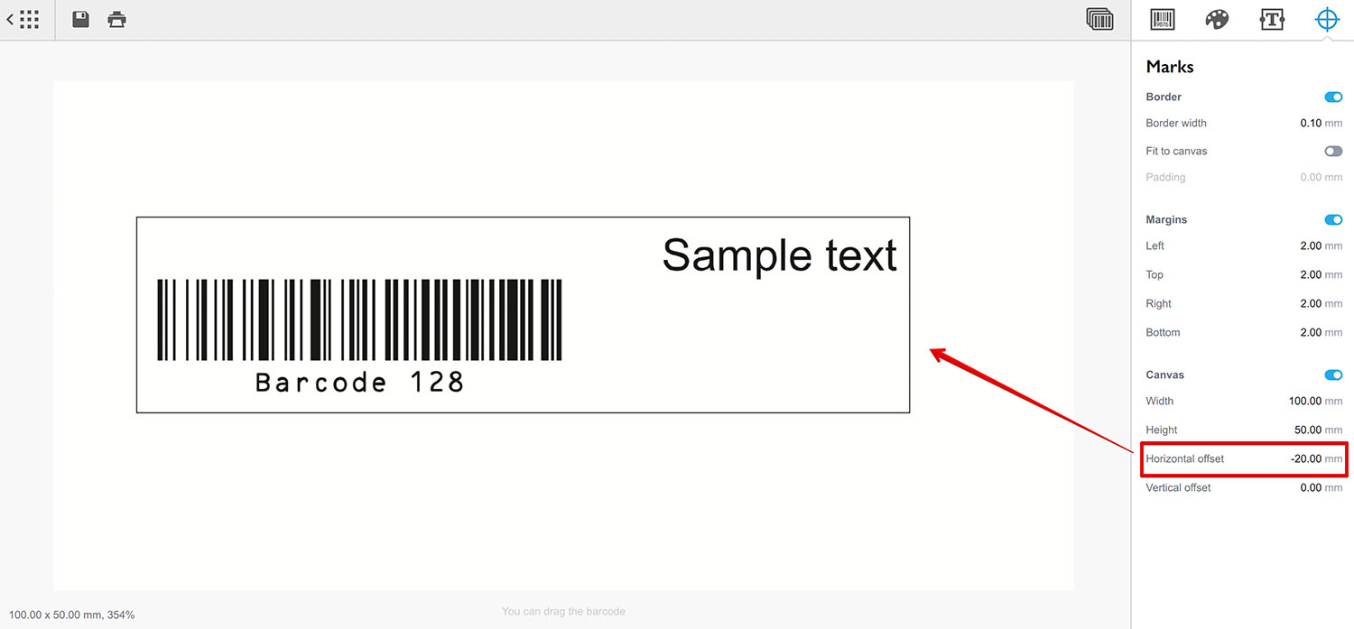 Adjusting the content position using the offset parameters of the canvas