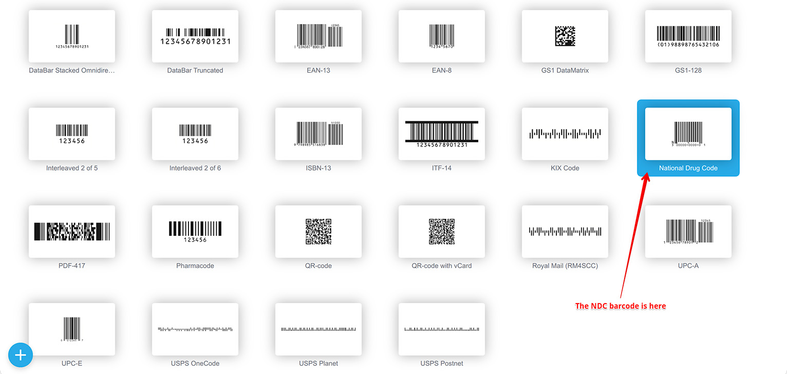 National Drug Code barcode in the generator