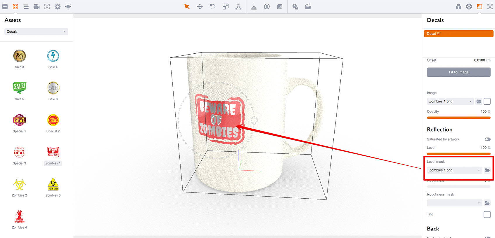 Маска отражения наклейки