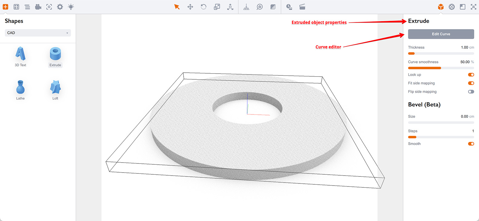 Extrude object properties