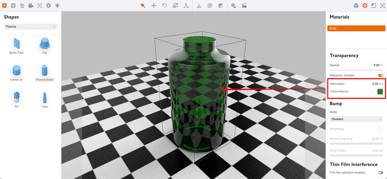 Bottle with green medium color