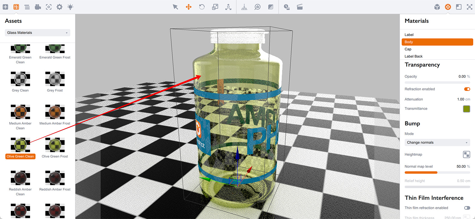 Making the bottle glass green