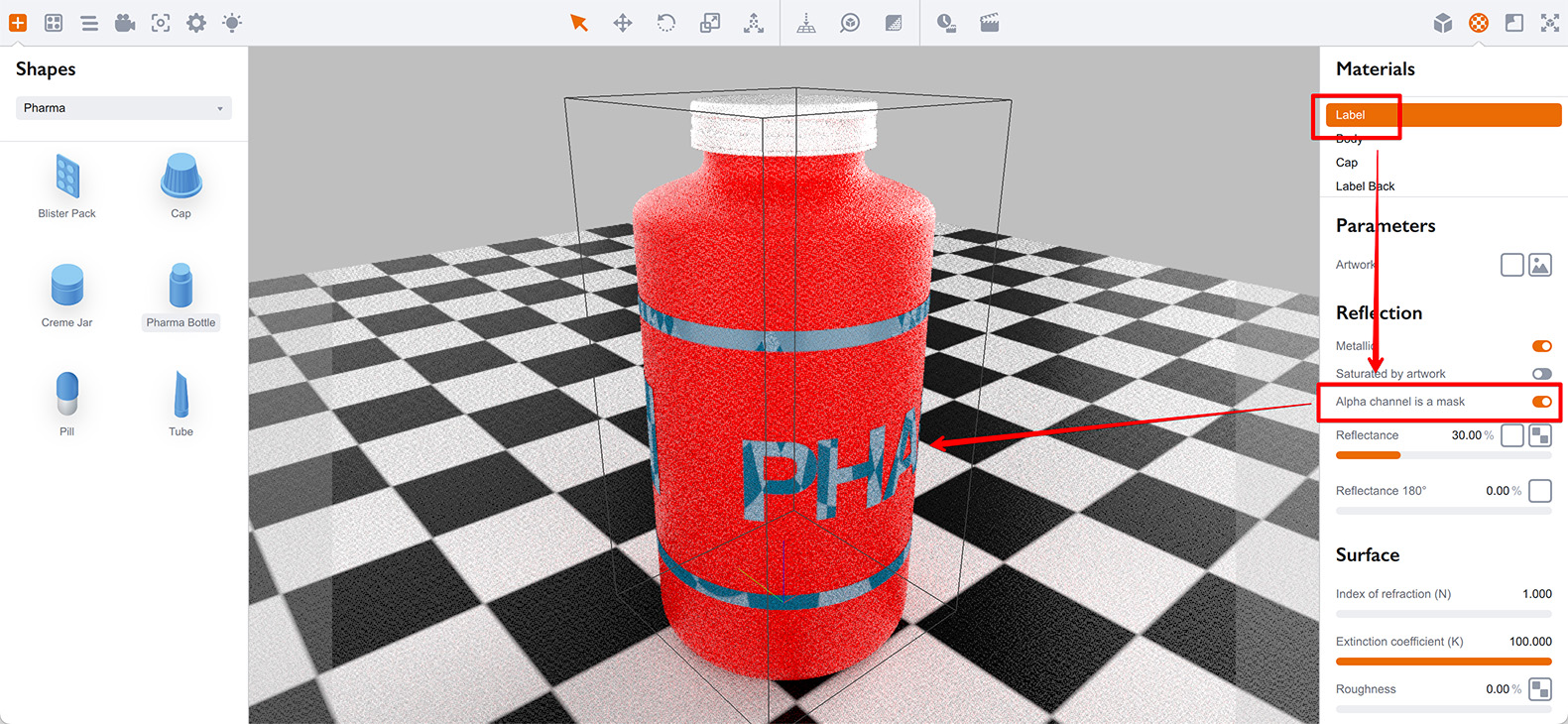 Using alpha channel of the main artwork as a reflection mask