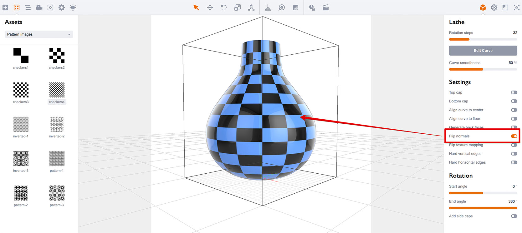 3D model with fixed normals