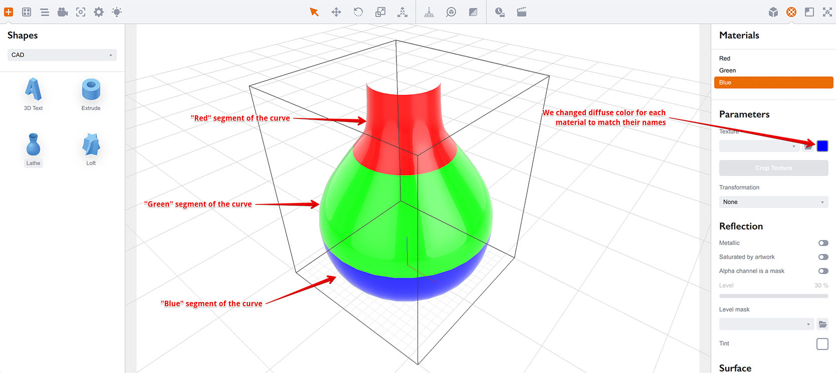 Changing material properties to match their names
