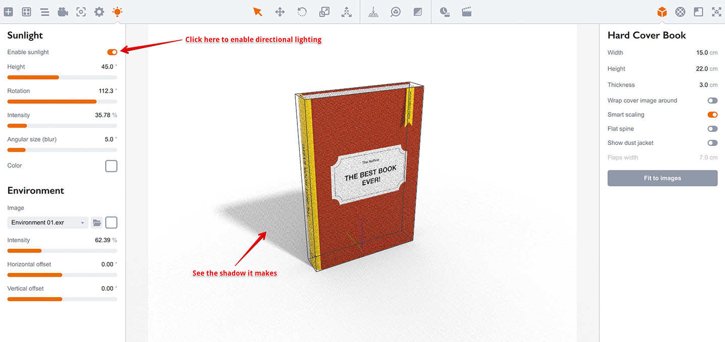 Enabling directional lighting in Boxshot
