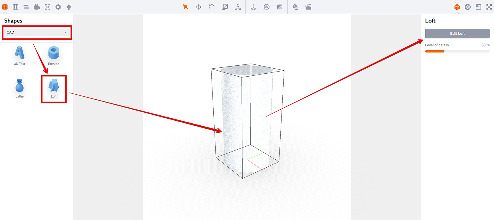 Creating loft object in Boxshot