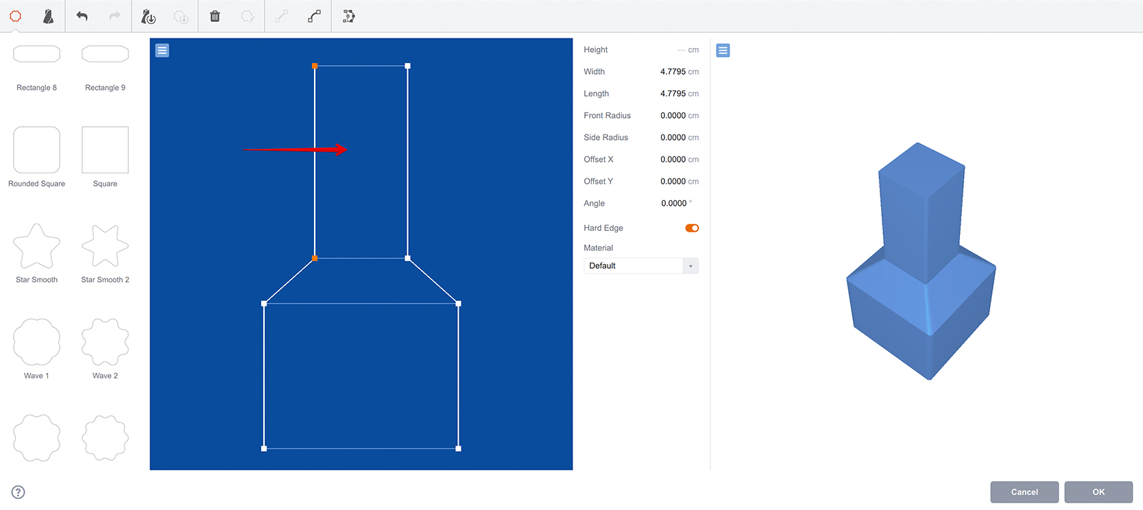 Moving the top two layers of the loft object