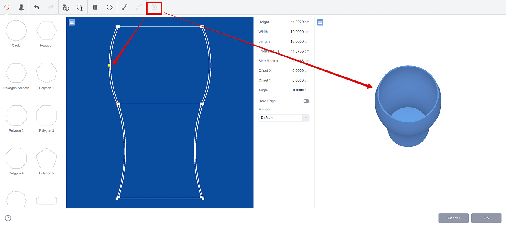 Making the inner geometry of the loft shape