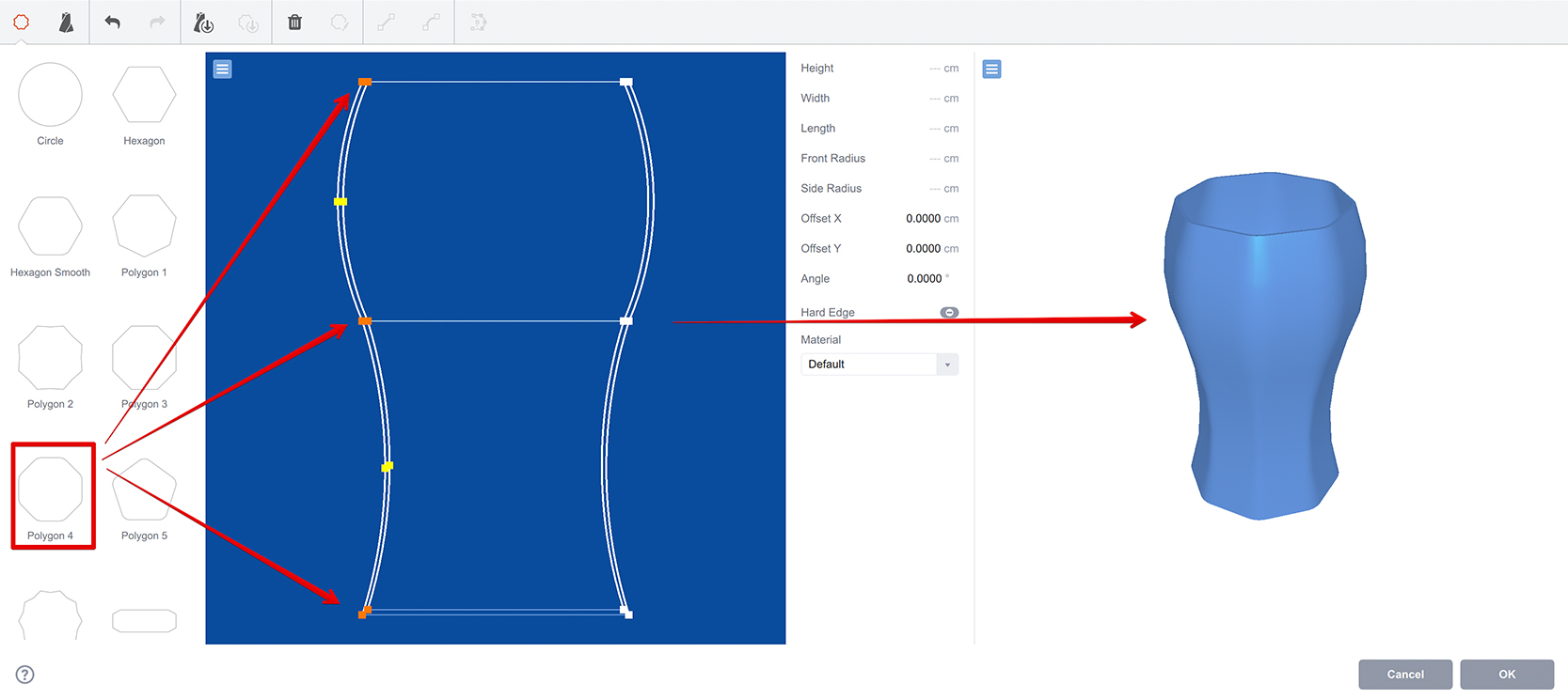 Applying a different shape to the layers