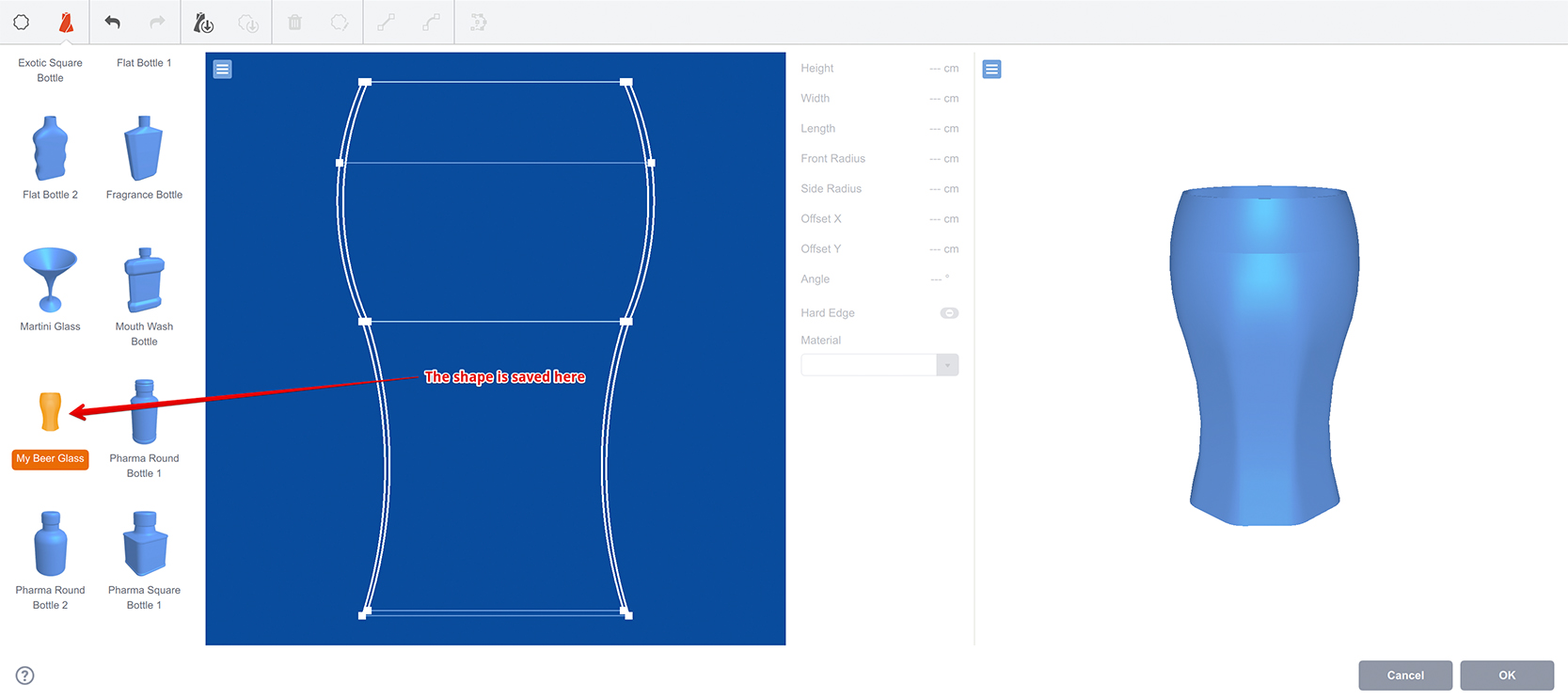 Loft object has been saved to the left panel