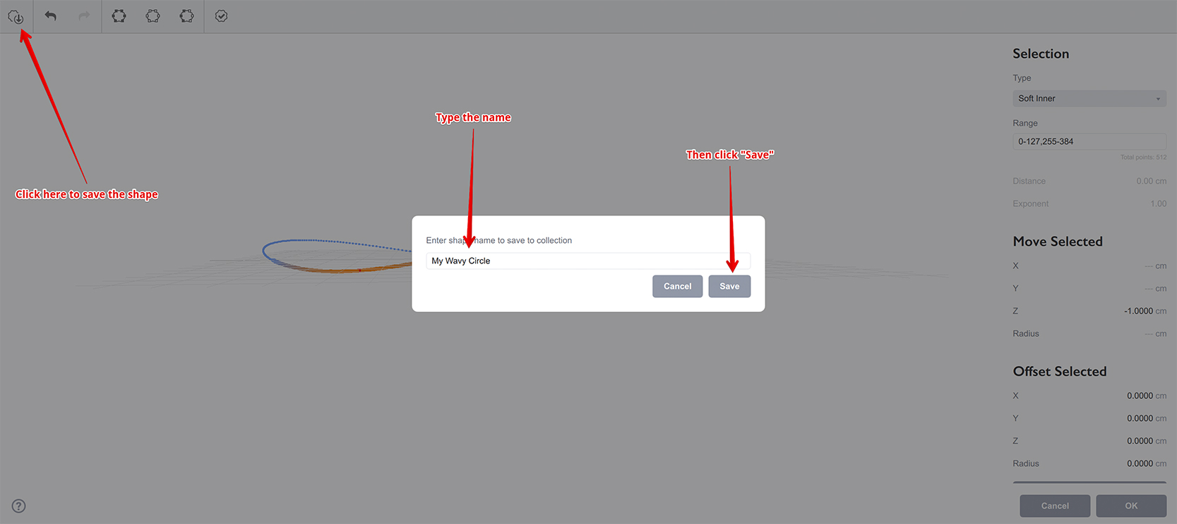 Saving the new shape