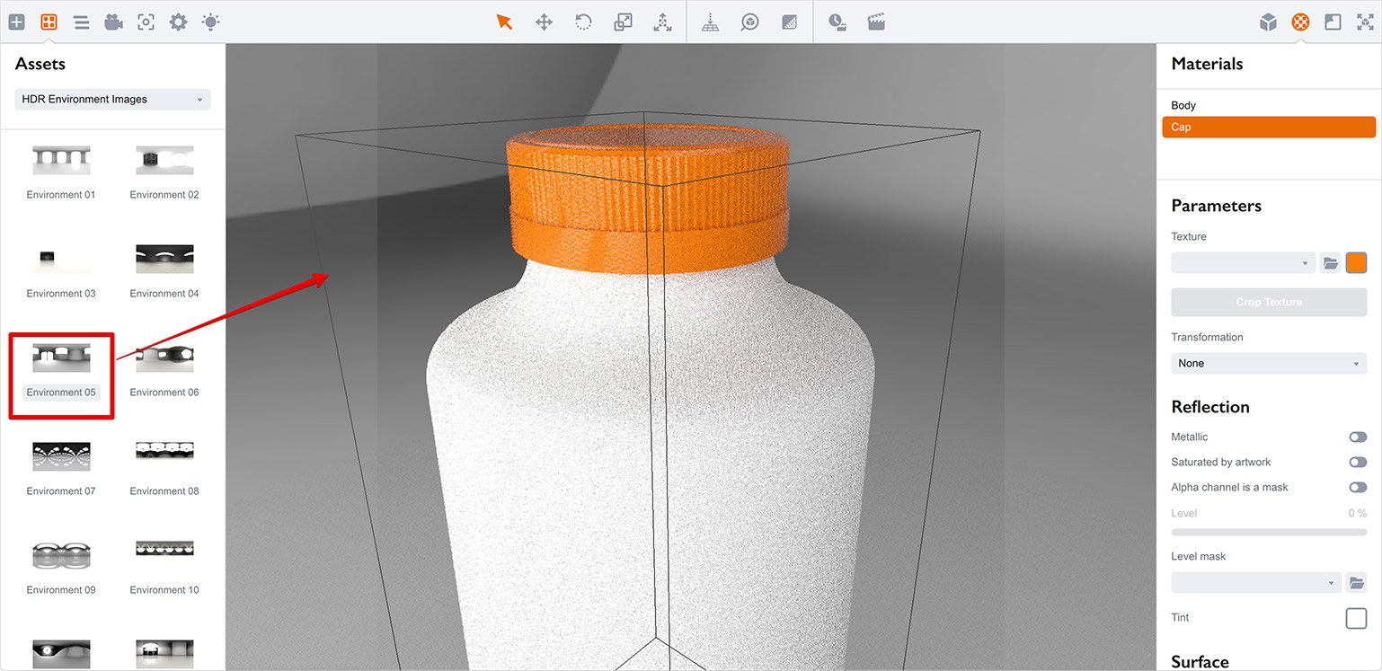 Загрузка другой карты окружения в Boxshot