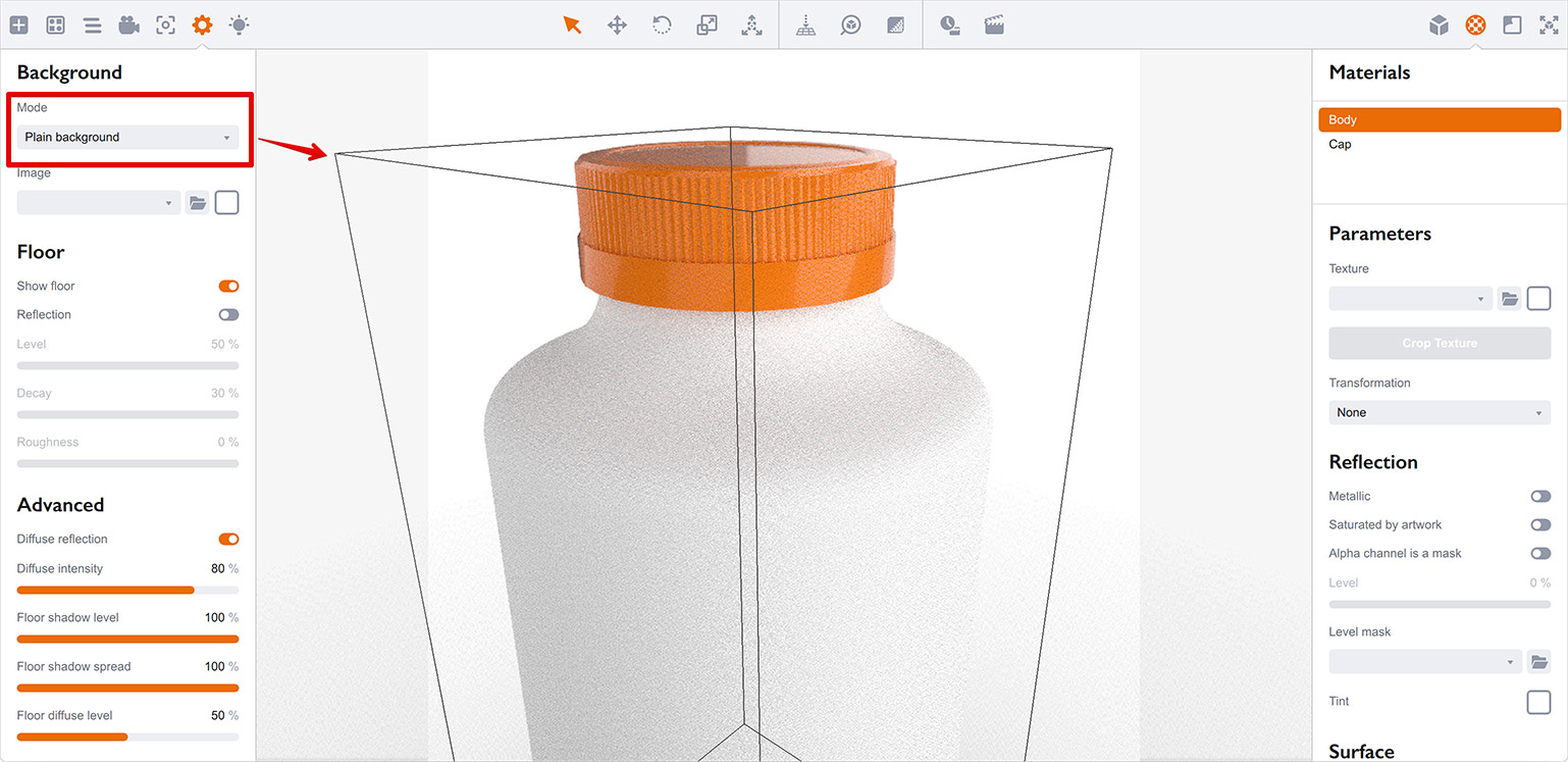 Использование белого фона в Boxshot