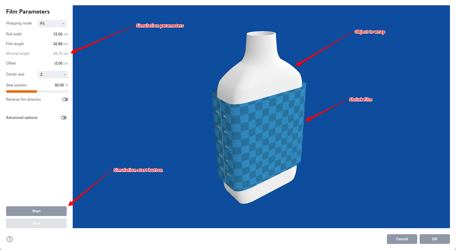 Shrink wrap simulator in Boxshot