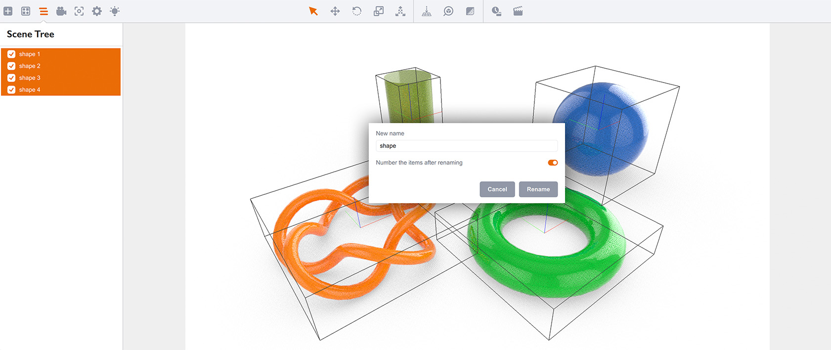 Инструмент пакетного переименования в Boxshot