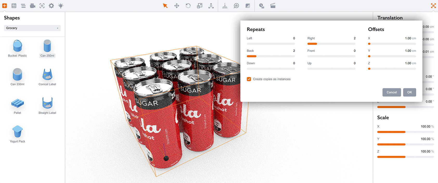 Интерфейс инструмента клонирования в Boxshot