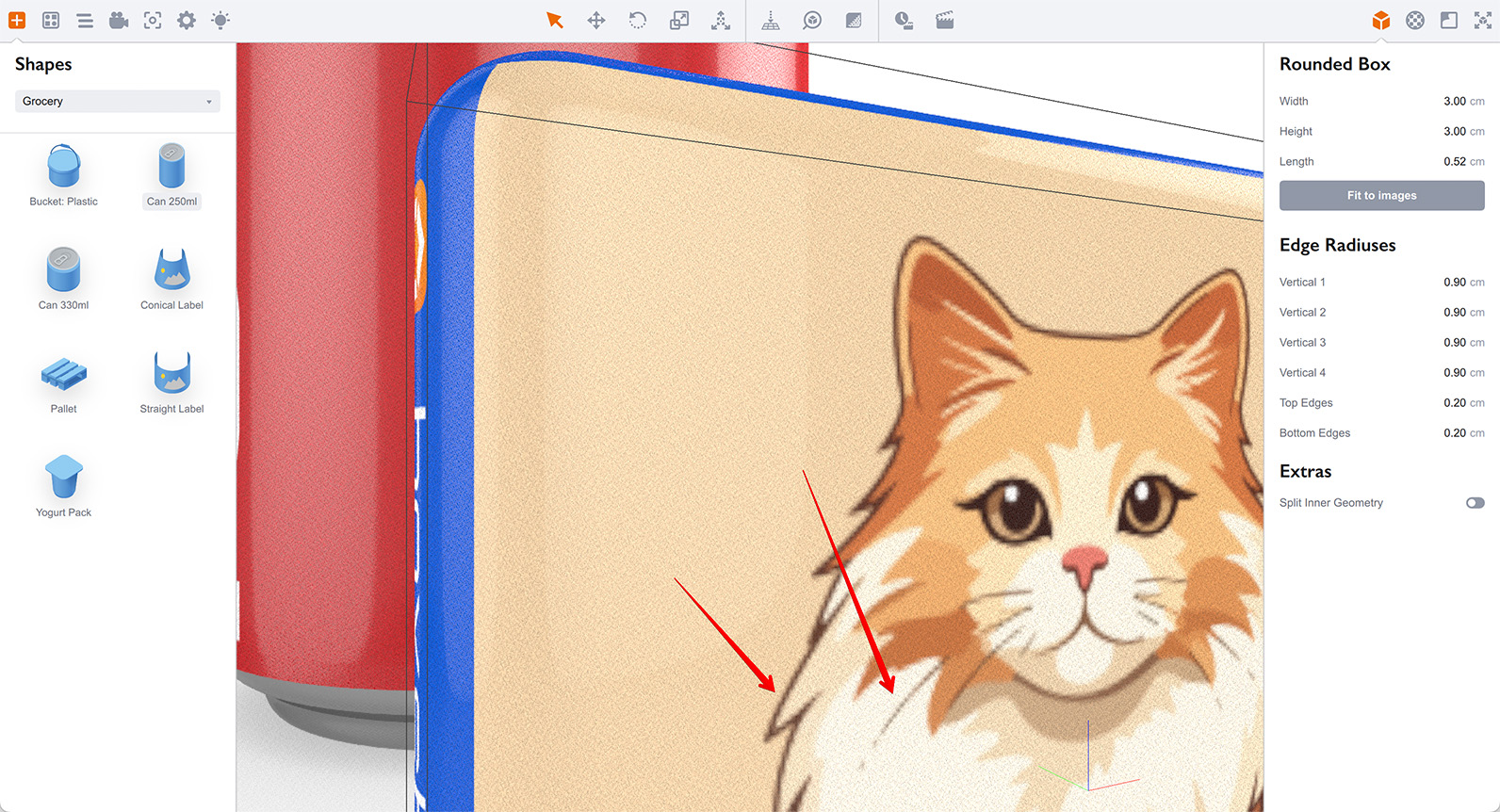 A close-up view of the cat box