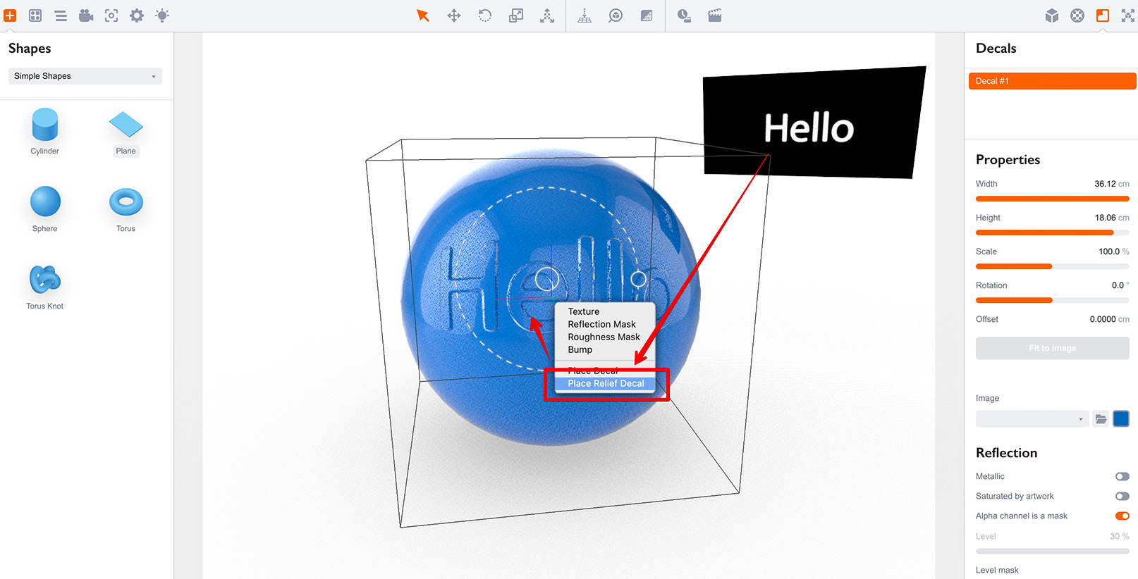 Placing relief bump decal on plastic surface