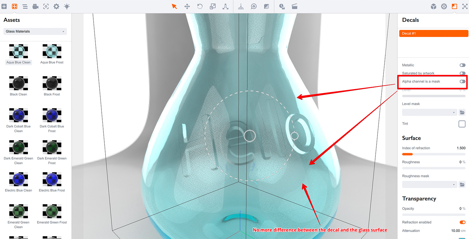 Blending the decal with the glass surface