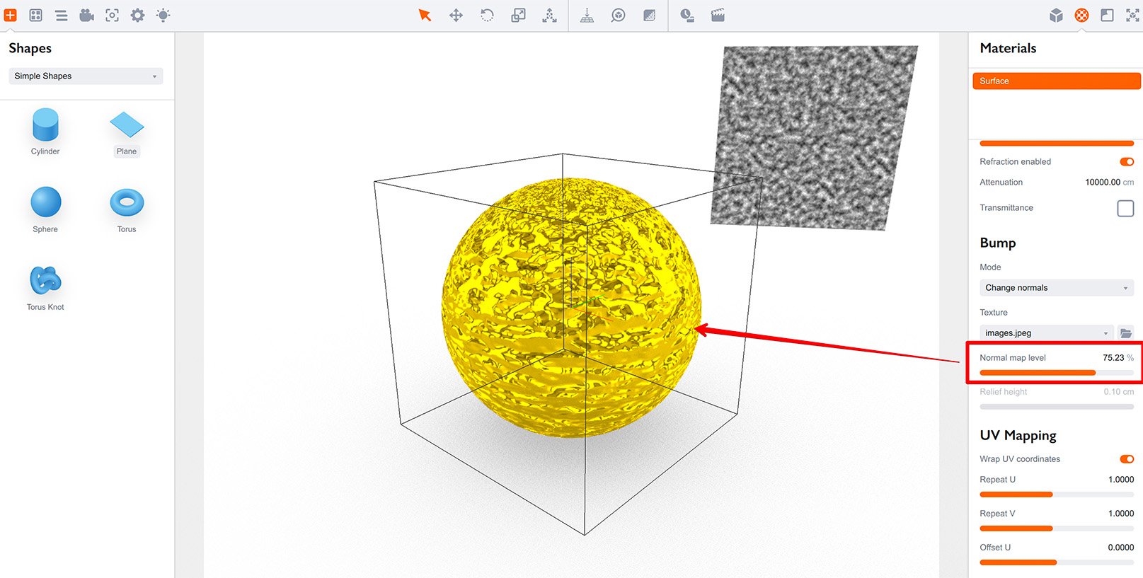 Higher normal map level changes normals more