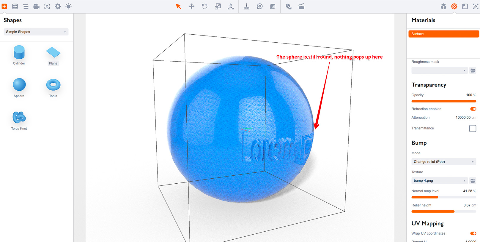 Relief bump is just a visual effect, not displacement