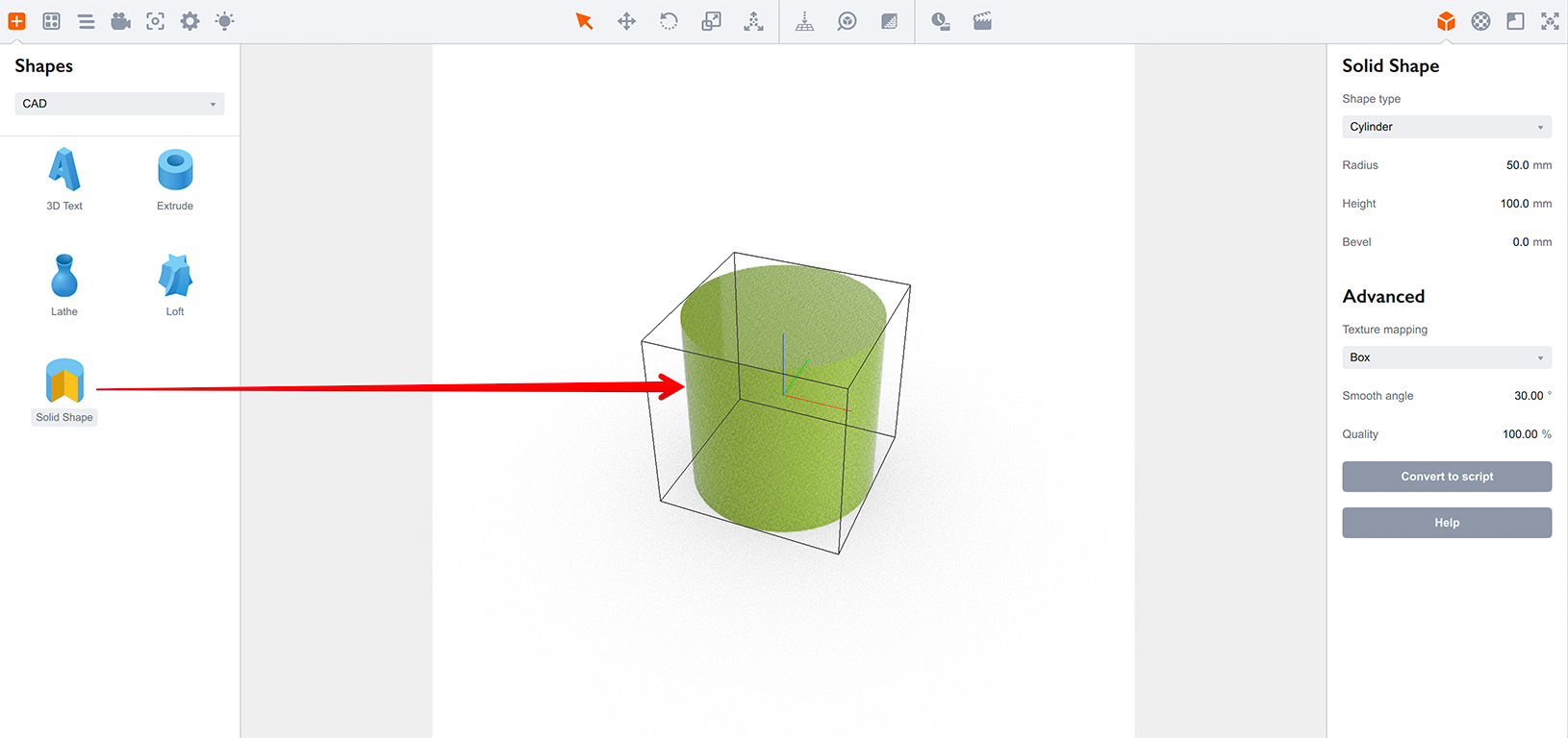 Simple solid cylinder object in Boxshot