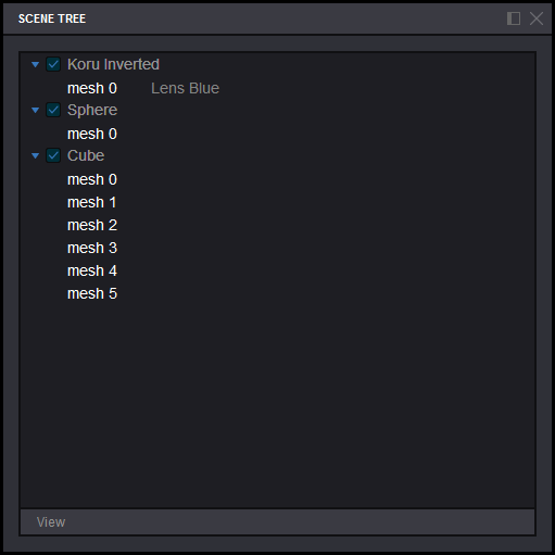 Koru scene tree panel