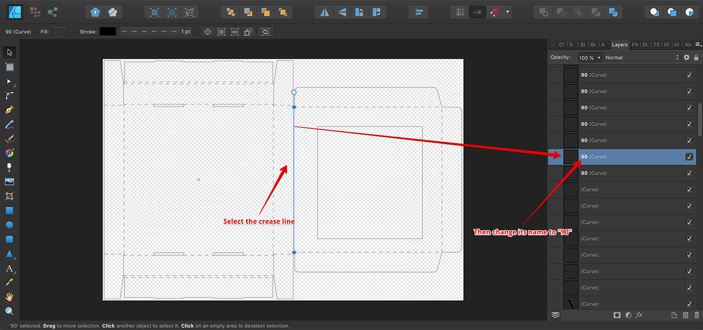 Closing the box in Affinity Designer