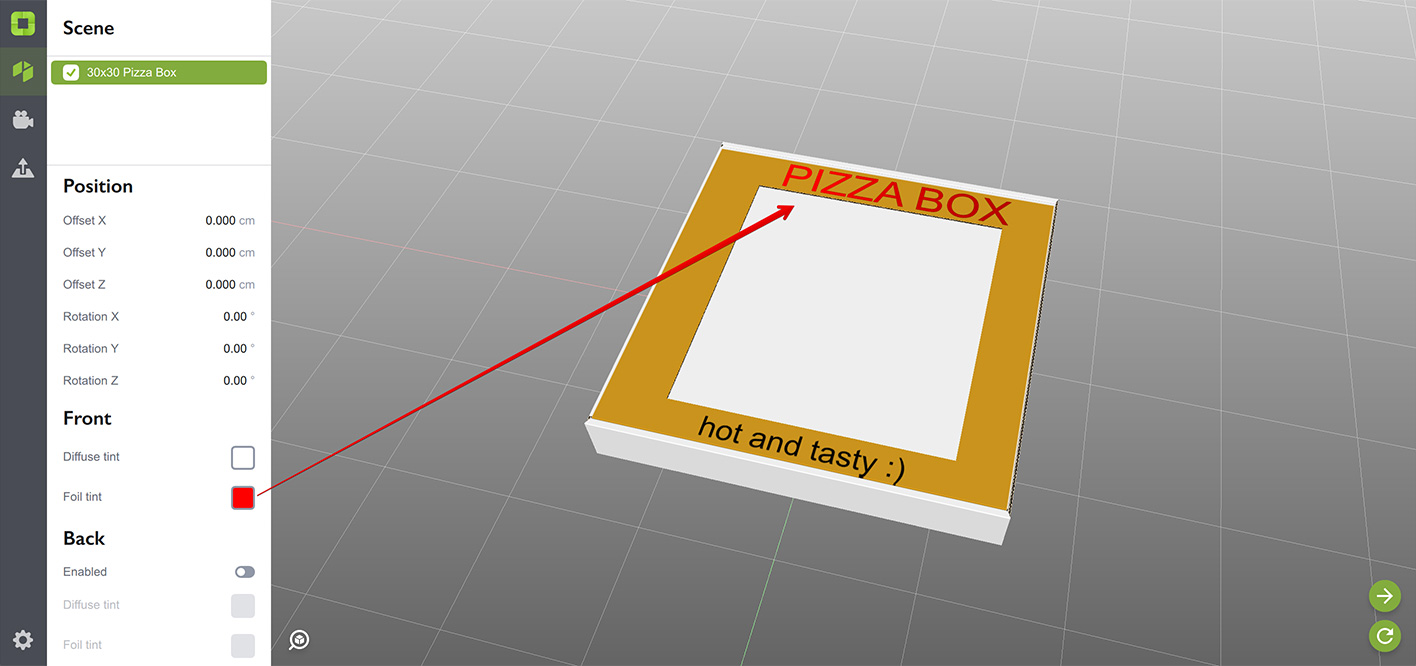 Making the foil red in Origami