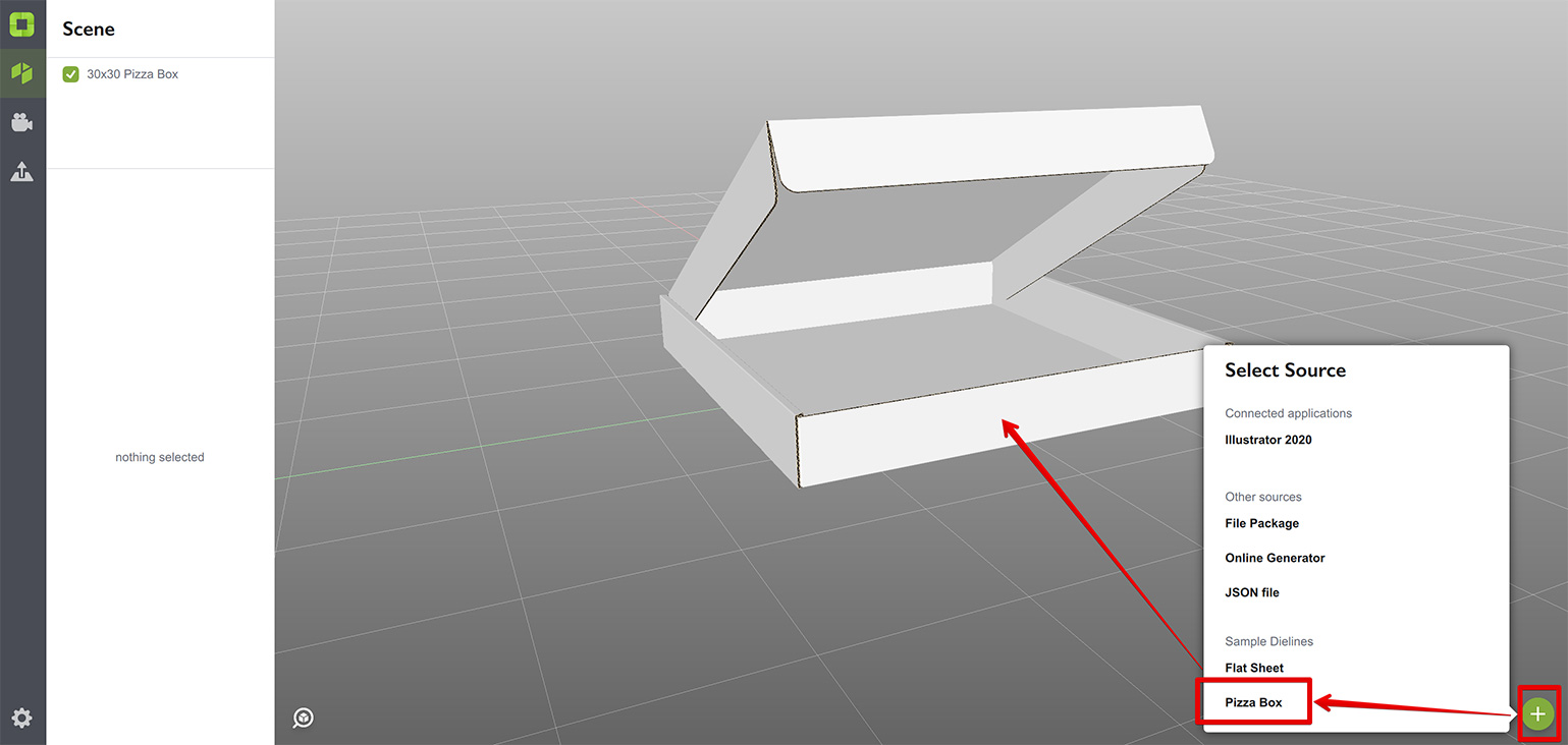 Adding a sample pizza box scene in Origami