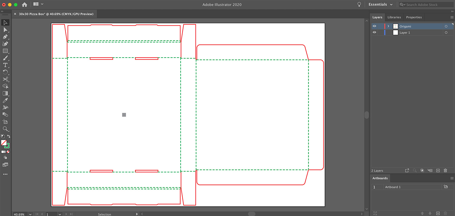 Pizza box dieline in Illustrator