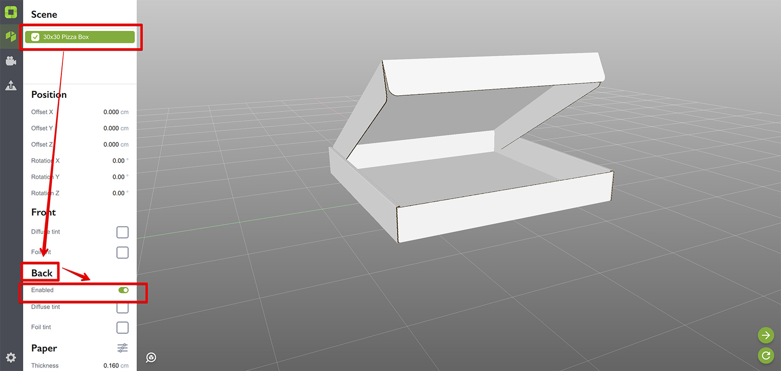 Enabling the backside in Origami