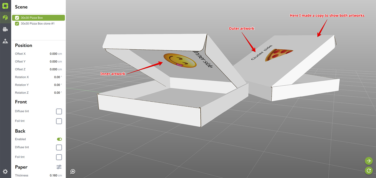 Artwork added to both sides of the shape in Origami