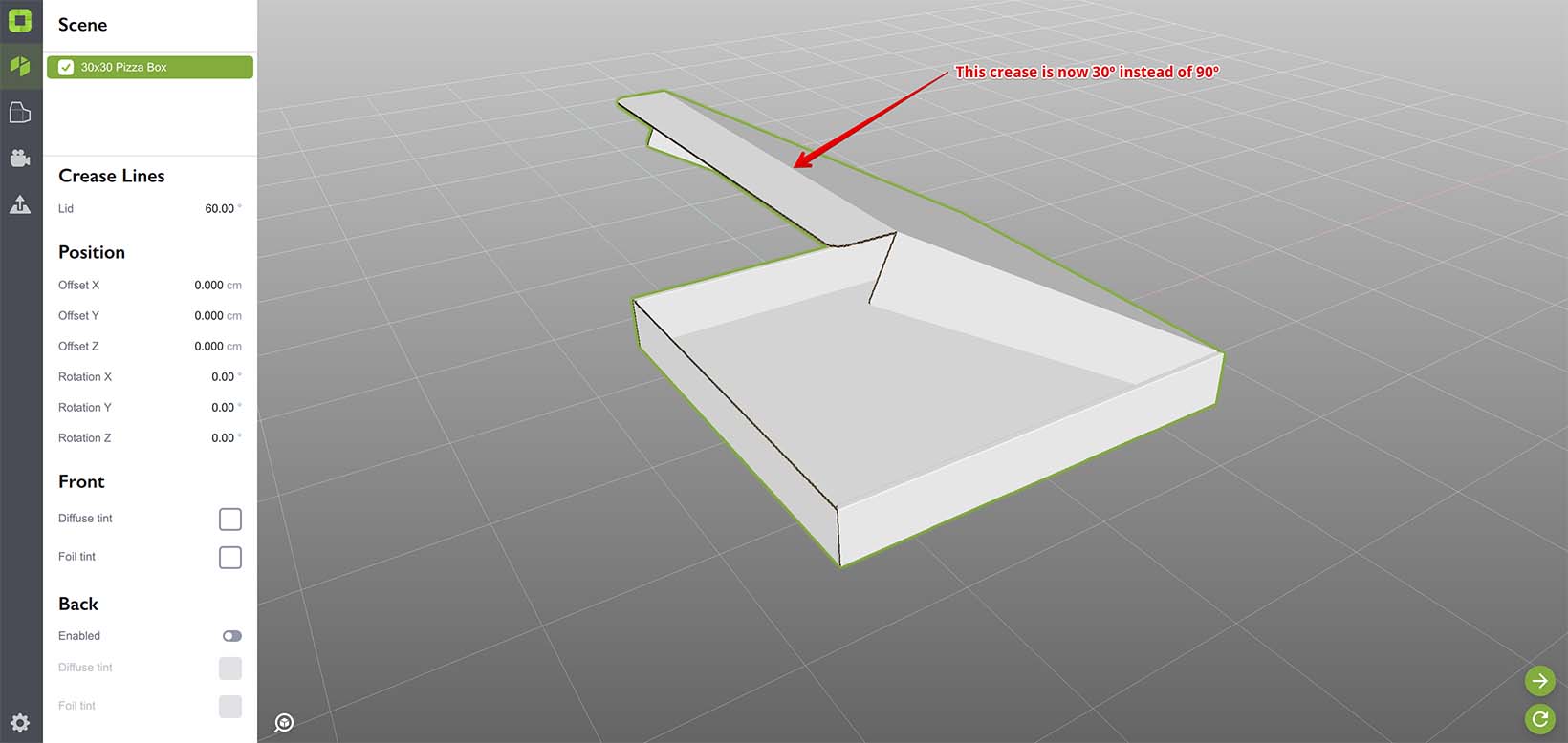 Folded shape updated to reflect the dieline changes