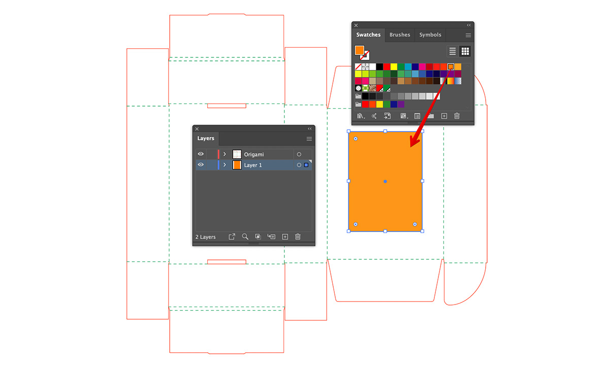 FEFCO-0427 with color mark on top in Illustrator