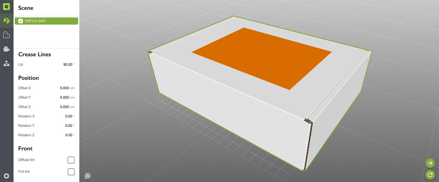 FEFCO-0427 with color mark on top in Origami