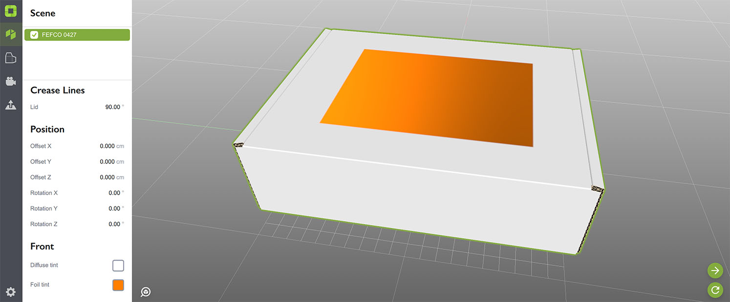 FEFCO-0427 with gold foil mark on top in Origami