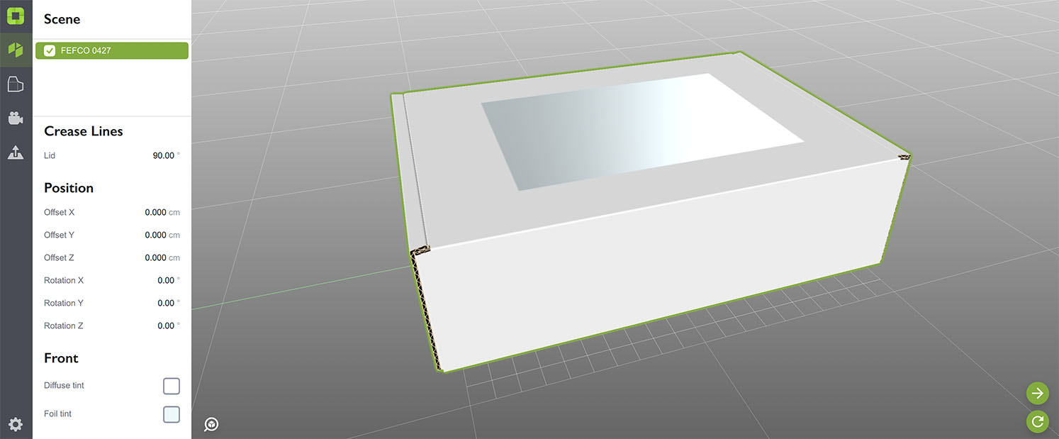 FEFCO-0427 with silver foil mark on top in Origami