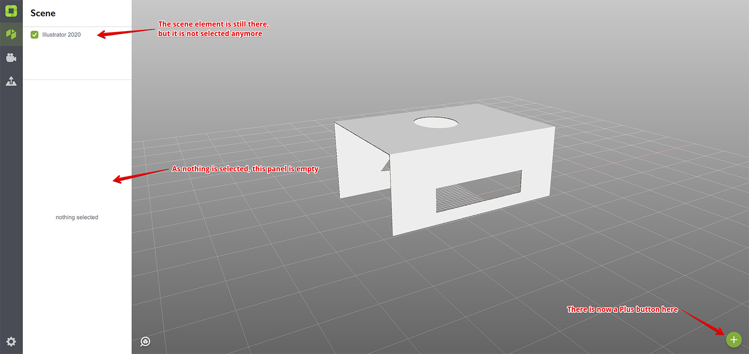 Nothing is selected in Origami scene
